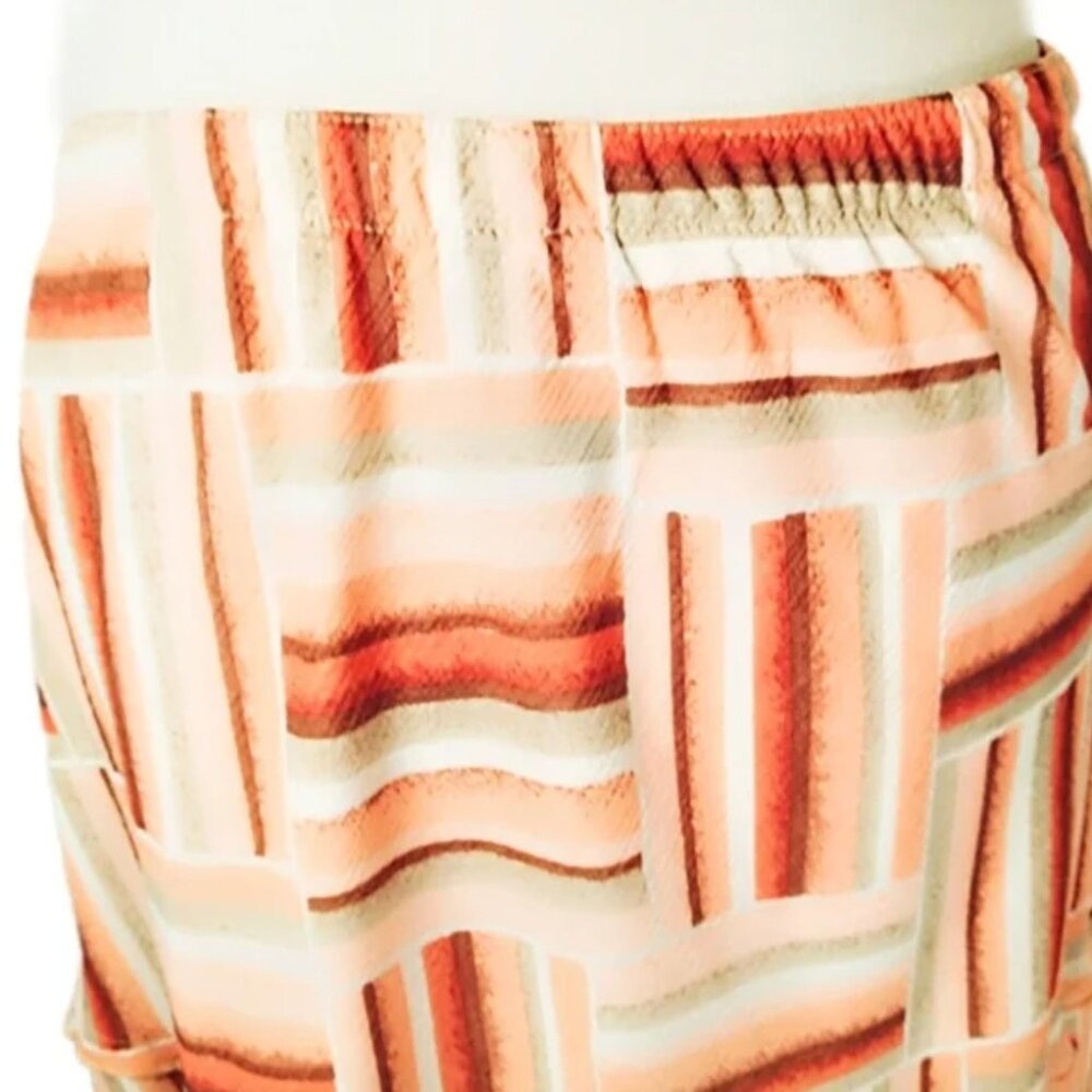 Vintage 90s BonWorth Flirty Peach Patvhwork Print Midi Skirt Size M - Picture 4 of 5